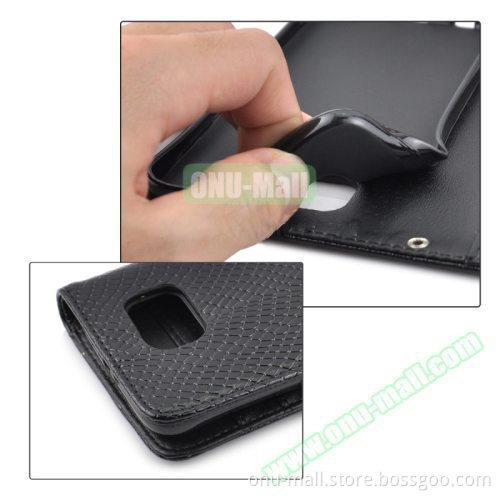 Snake Skin Pattern Flip Leather Case for Samsung Galaxy S6 with Photo Slot